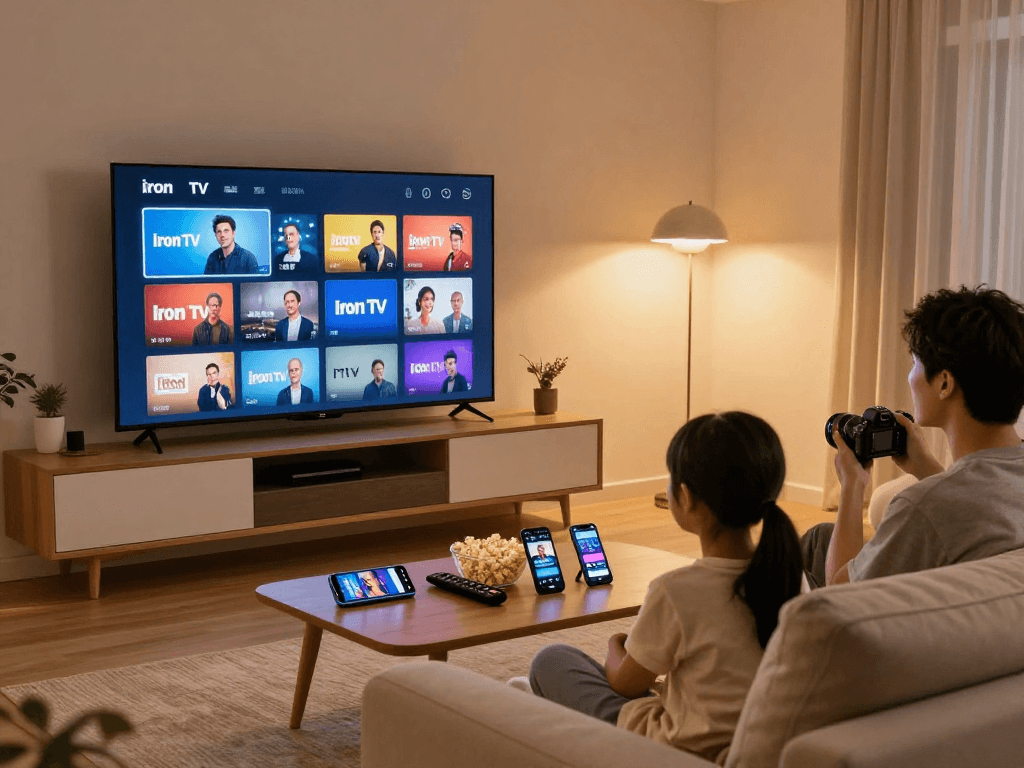 Iron TV - Installation moderne de divertissement à domicile avec IPTV et ambiance cosy