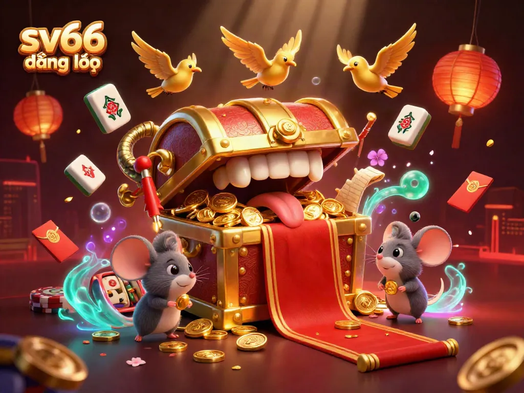Engage with sv66 đăng nhập while enjoying vibrant casino elements in this dynamic 3D illustration.