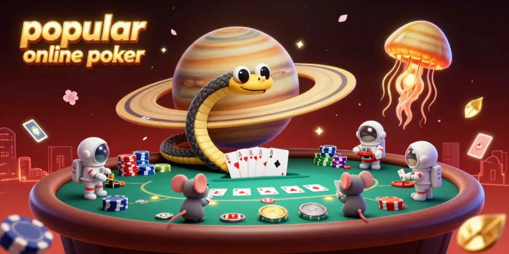 Engage with the exciting world of popular online poker through this vibrant cosmic poker scene.