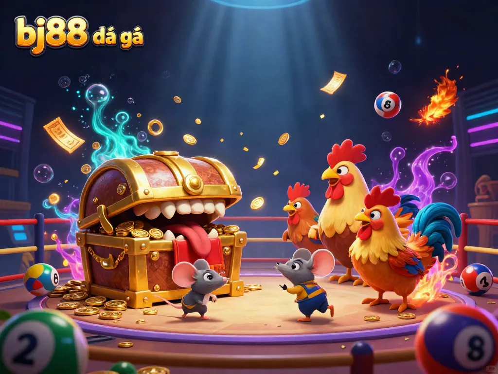 Experience the thrill of bj88 đá gà with dynamic elements depicting cockfighting excitement.