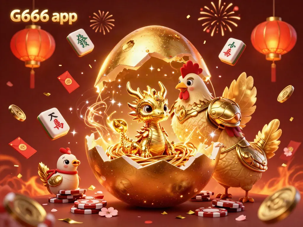 Experience the excitement of G666 app, featuring a majestic golden dragon amidst a vibrant casino atmosphere.